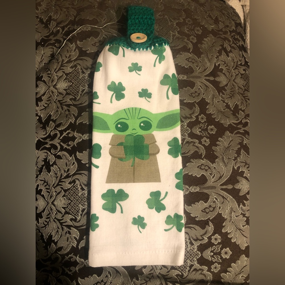 Baby Yoda St Patrick’s Day Hanging Towel
